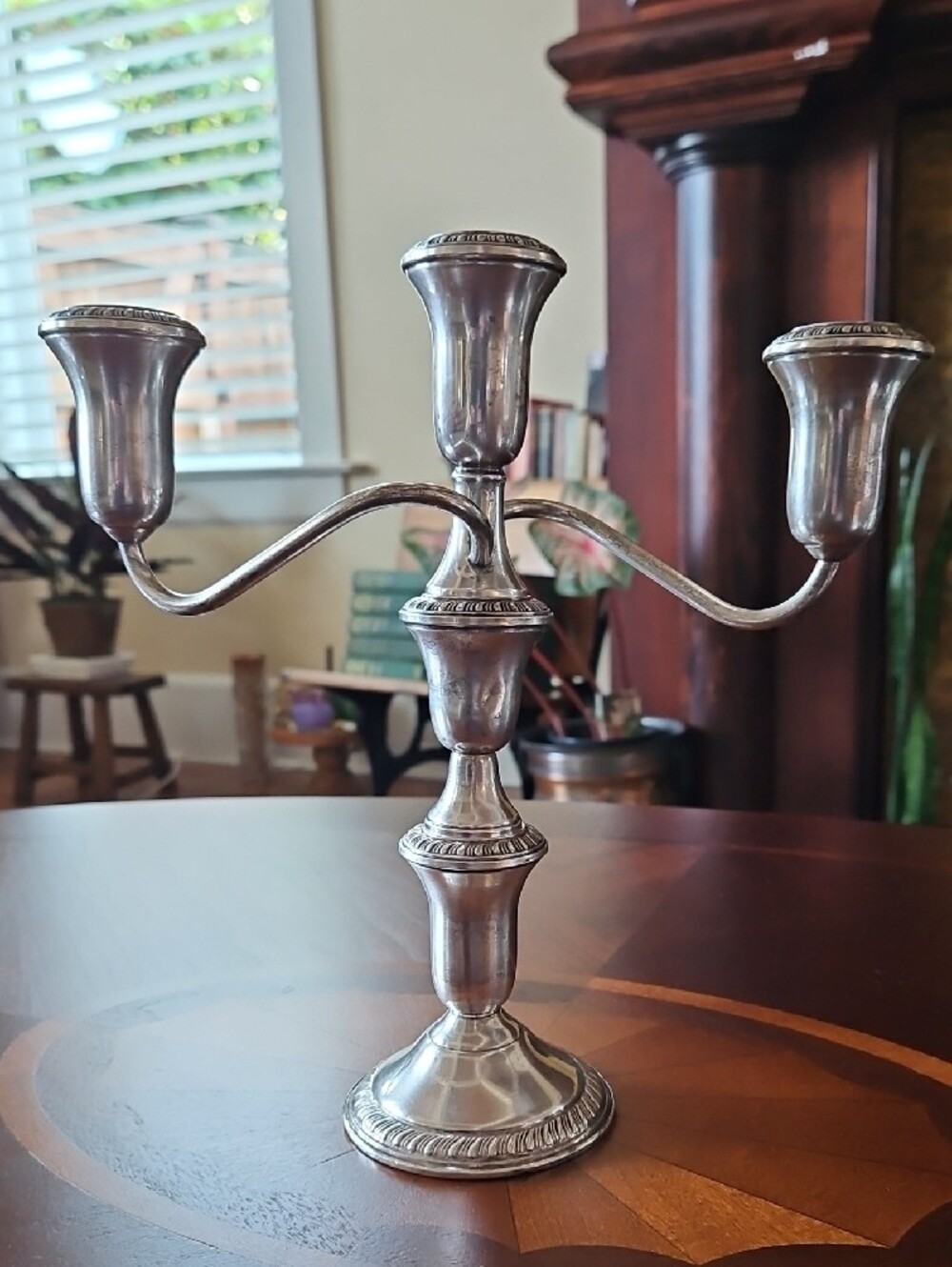 Sterling Silver Lord Silver Inc. Weighted "Convertible" 3-Cup Candlestick Holder